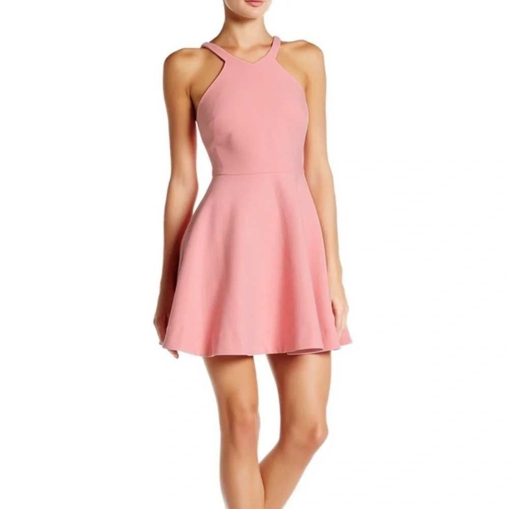 Elizabeth and James Halter Dress Womens 6 Coral Pink Fit and Flare Mini